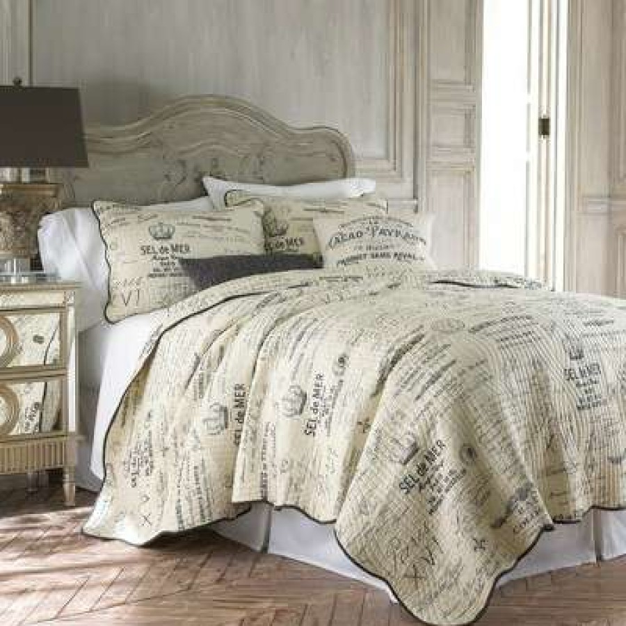 Quilt Bedding Sets * | Budget Histoire Toile Quilt Set Twin Quilt And One Standard Sham Grey Levtex Home