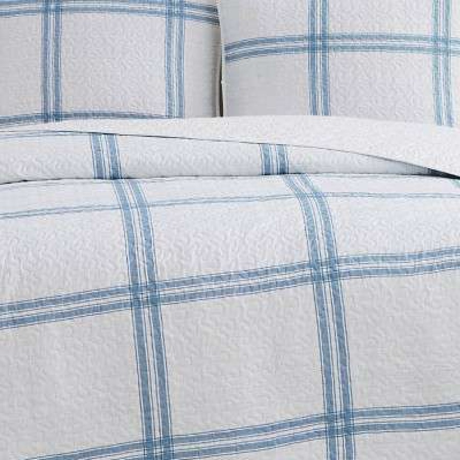 Quilt Bedding Sets * | Outlet Cottage Classics Farmhouse Plaid Quilt Set Blue