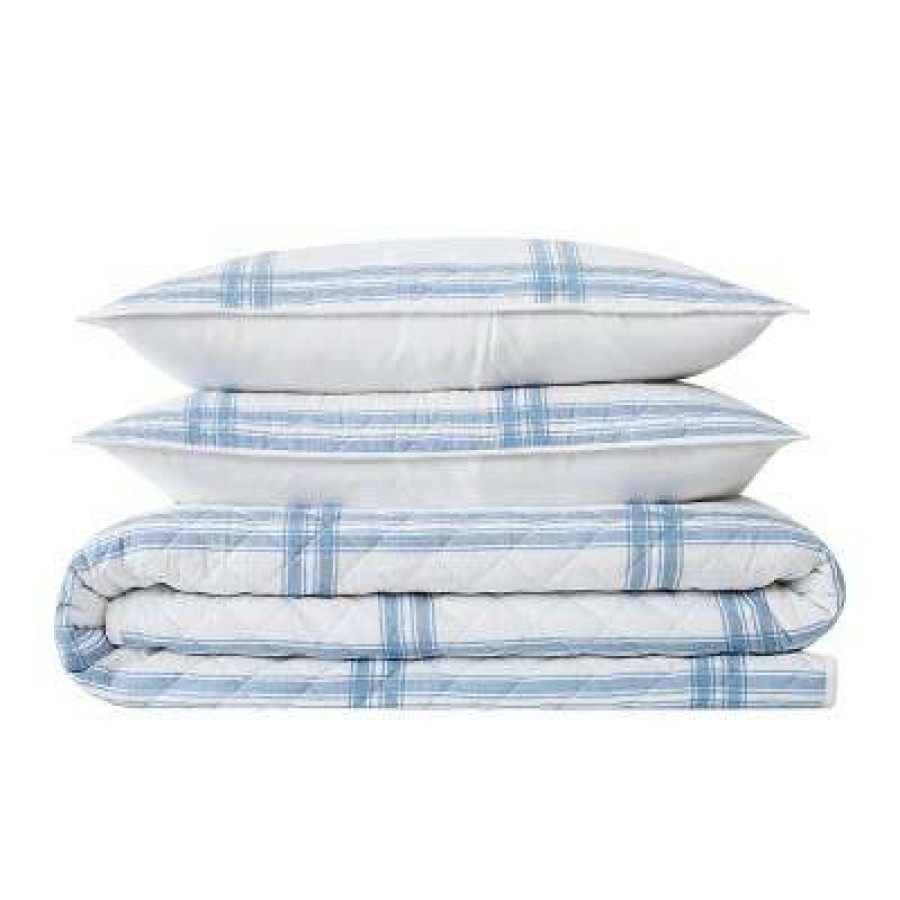 Quilt Bedding Sets * | Outlet Cottage Classics Farmhouse Plaid Quilt Set Blue