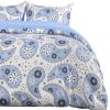 Duvet Cover Bedding Sets * | Outlet 3 Pcs Polyester Winter Paisley Pattern Washable Duvet Cover Bedding Sets Piccocasa Blue