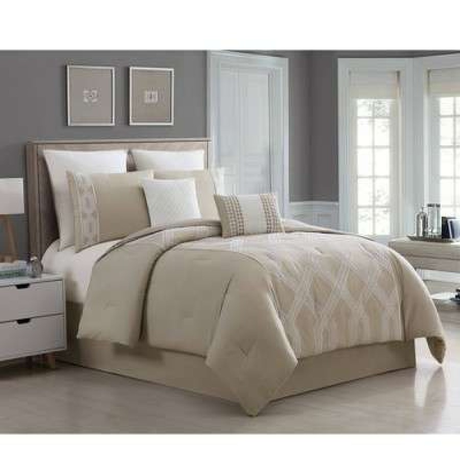 Comforter Bedding Sets * | Outlet Full Tiras Geometric Comforter Set Tan/Ivory Hallmart Collectibles