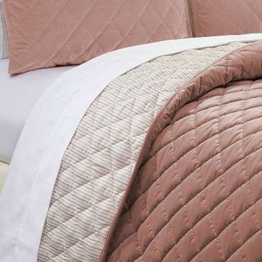 Comforter Bedding Sets * | Promo Reversible Quilted Velvet Coverlet & Sham Set Riverbrook Home