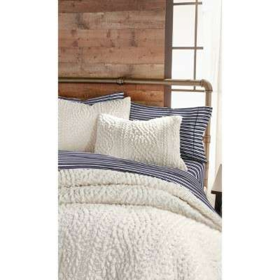 Comforter Bedding Sets * | Best Reviews Of G.H. Bass & Co. Cable Knit Pinsonic Sherpa Comforter Set Ivory G.H. Bass