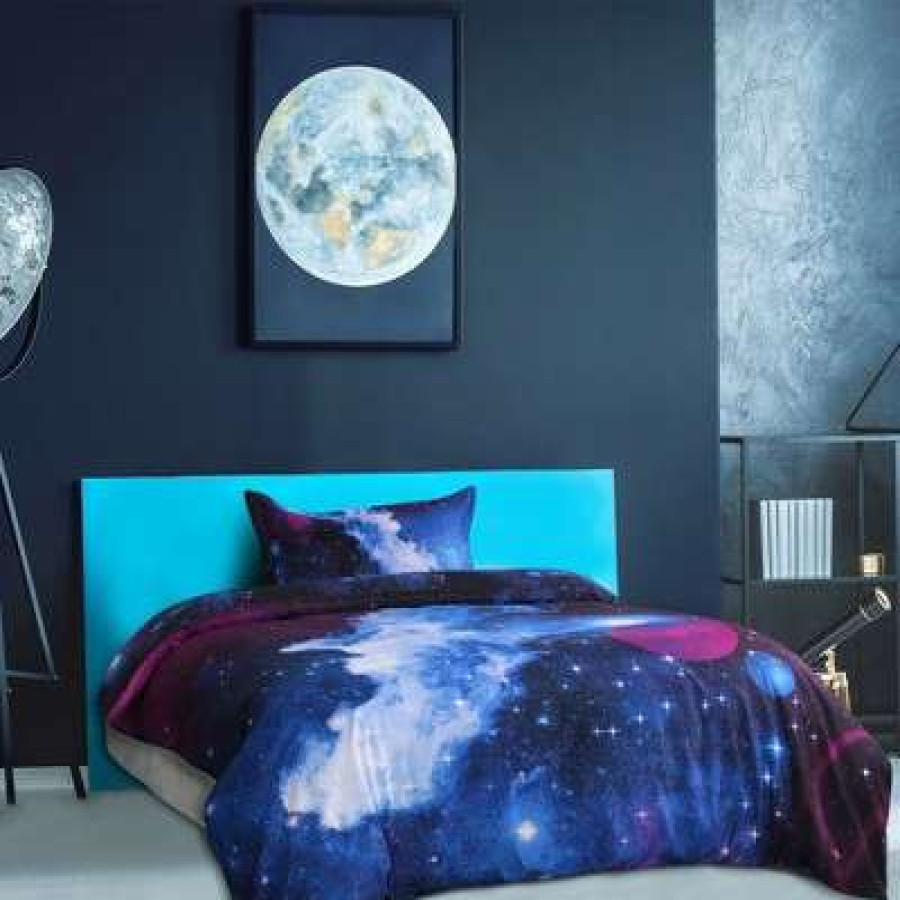 Duvet Cover Bedding Sets * | Best Reviews Of 2 Pcs Polyester Galaxy Sky Cosmos Night Bedding Sets Single Sky Blue Piccocasa