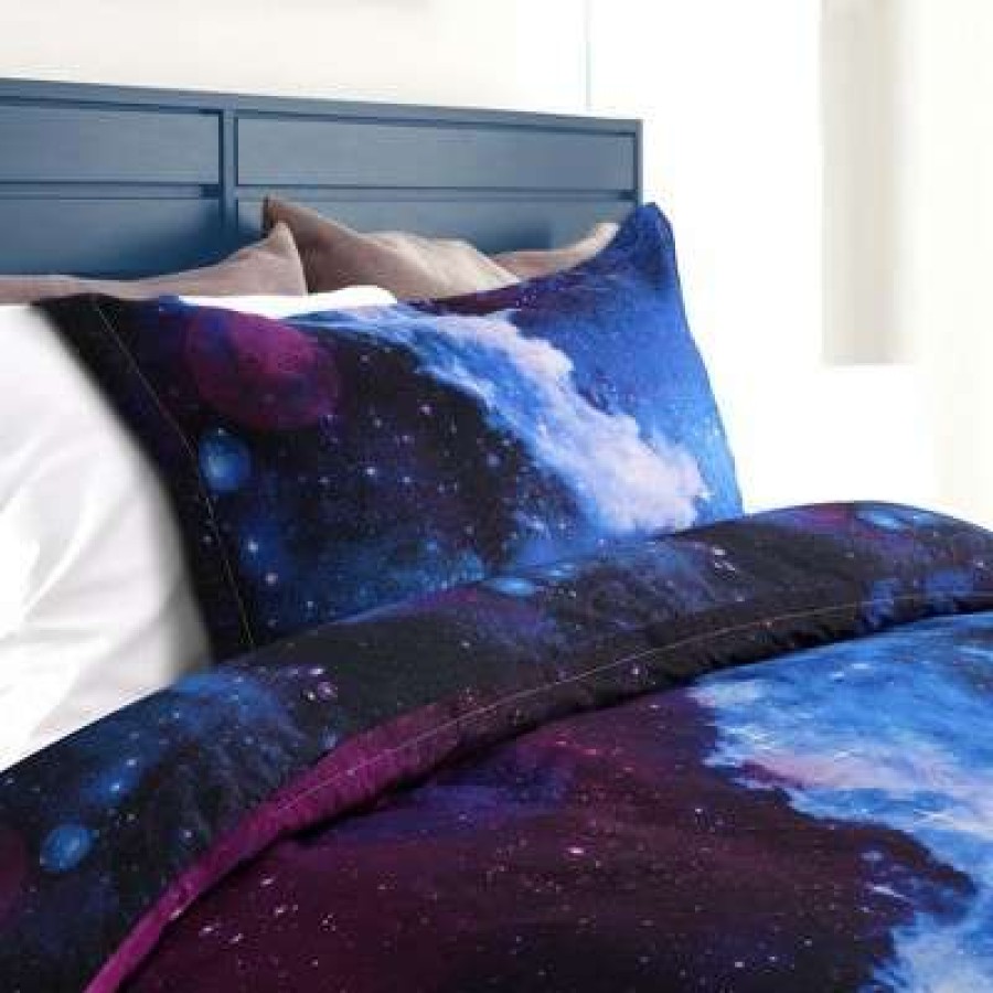 Duvet Cover Bedding Sets * | Best Reviews Of 2 Pcs Polyester Galaxy Sky Cosmos Night Bedding Sets Single Sky Blue Piccocasa