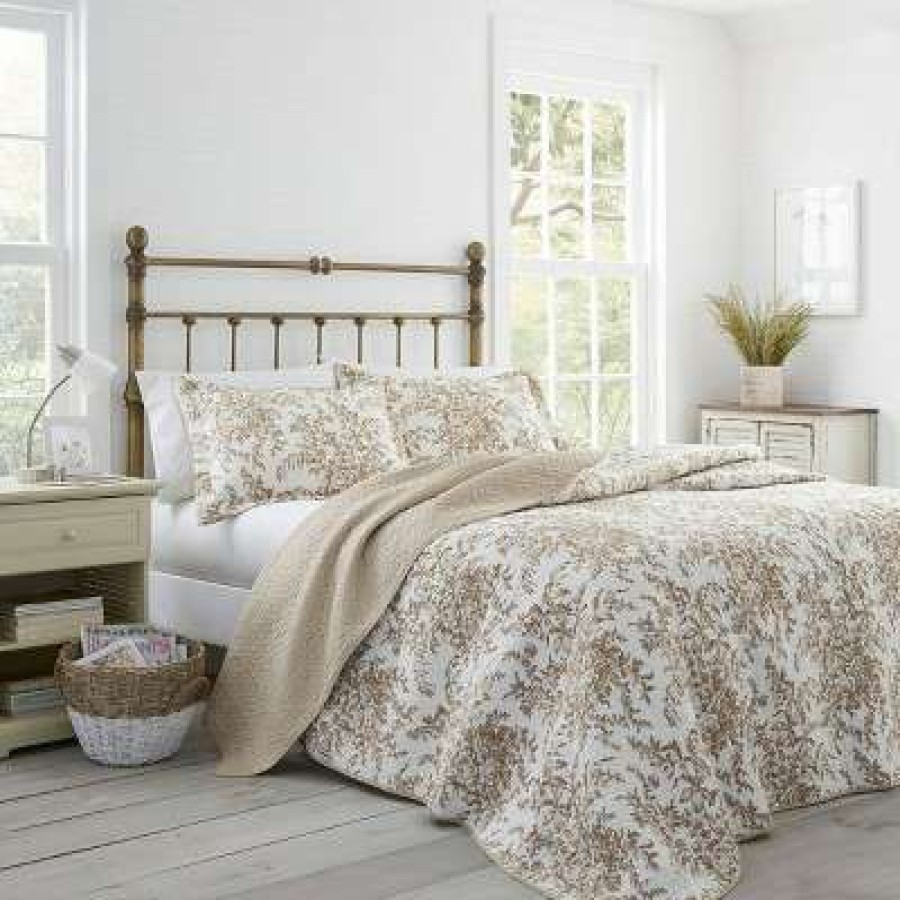 Quilt Bedding Sets * | Best Sale Bedford Reversible Quilt Set Mocha Laura Ashley