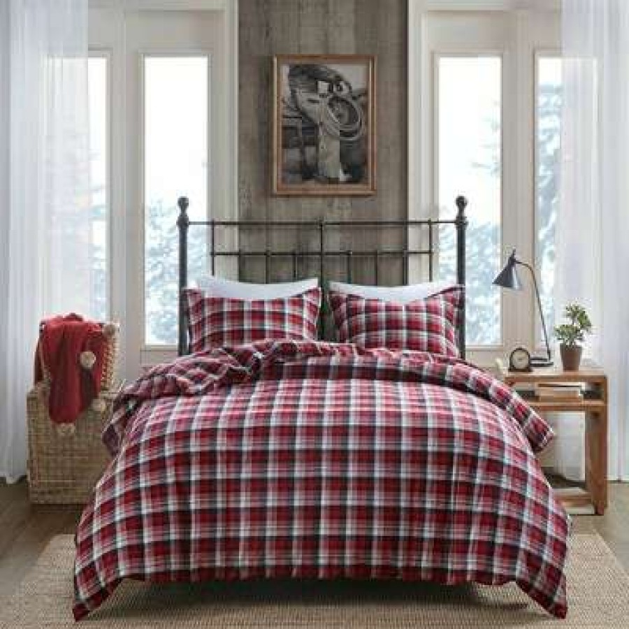 Duvet Cover Bedding Sets * | Best Reviews Of Woolrich Tasha Flannel Duvet Mini Set Red