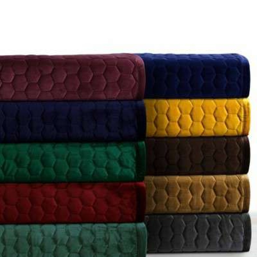 Quilt Bedding Sets * | Cheap Lugano Honeycomb Velvet Oversized Solid Quilt Set Tribeca Living