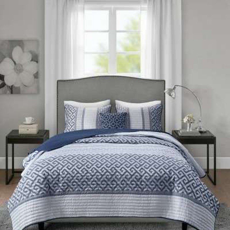 Coverlet Bedding Sets * | Budget Madison Park William Jacquard Coverlet Set Navy