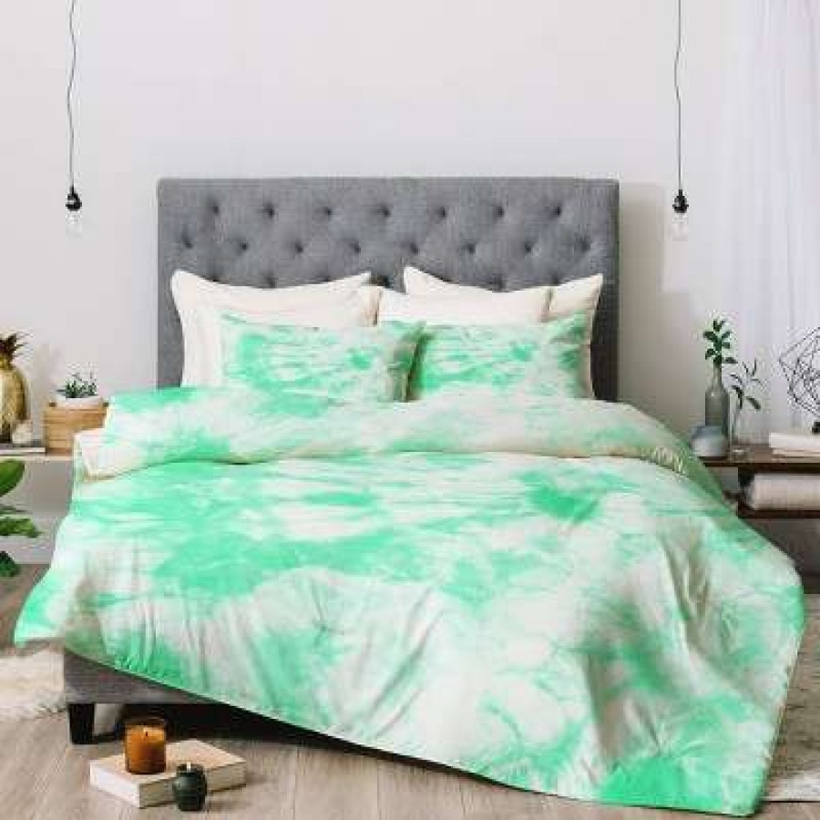 Comforter Bedding Sets * | Outlet Amy Sia Tie Dye 3 Comforter Set Deny Designs Mint