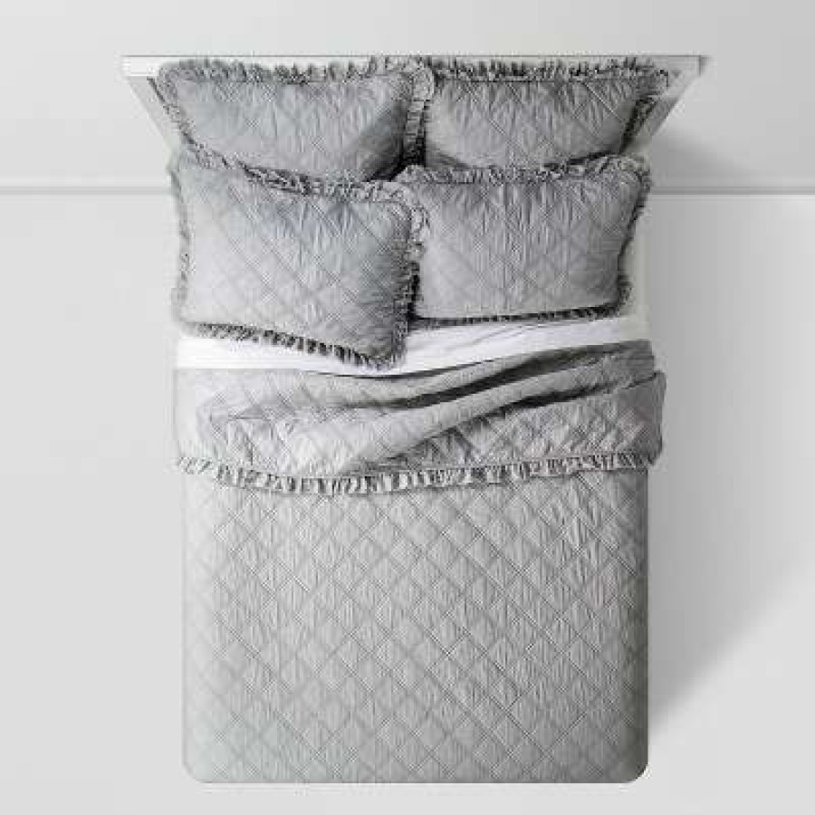 Bedding Collections * | Promo Vintage Washed Ruffle Collection- Threshold