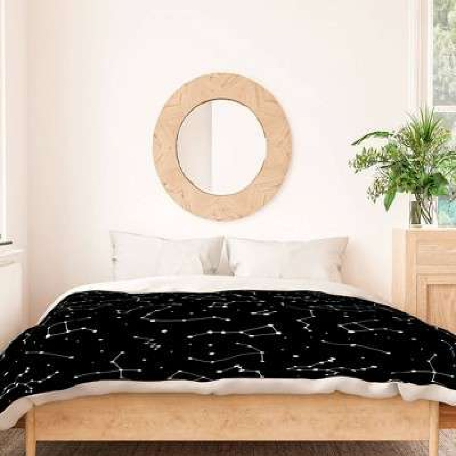 Duvet Cover Bedding Sets * | Hot Sale Avenie Constellations 100% Cotton Duvet Set Deny Designs Black