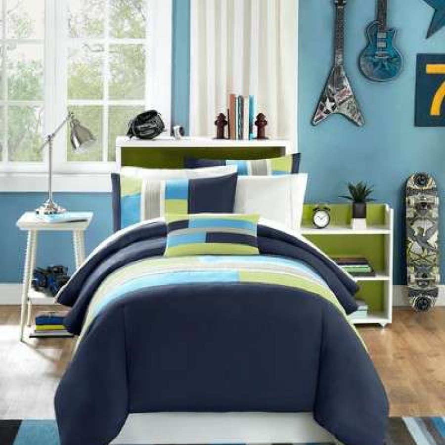 Duvet Cover Bedding Sets * | Flash Sale Mi Zone Maverick Duvet Cover Set Navy