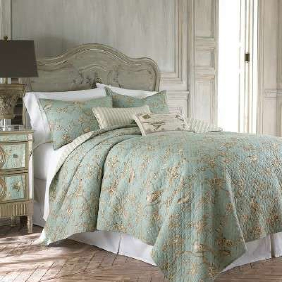 Quilt Bedding Sets * | Promo Lyon Teal Toile Quilt Set One Twin Quilt And One Standard Sham Teal Levtex Home