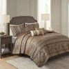 Quilt Bedding Sets * | Flash Sale Madison Park Mirage 6Pc Polyester Jacquard Quilted Coverlet Bedding Set Brown/Gold