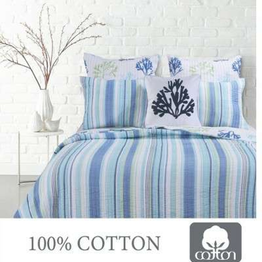 Quilt Bedding Sets * | Deals Copa Cabana Quilt Set Blue, Green & White Levtex Home