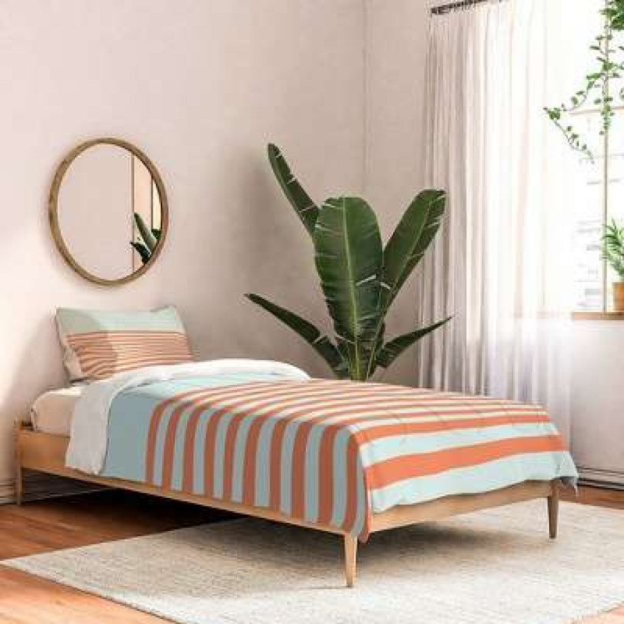 Comforter Bedding Sets * | Cheap June Journal Beach Stripes Comforter Set Deny Designs Orange