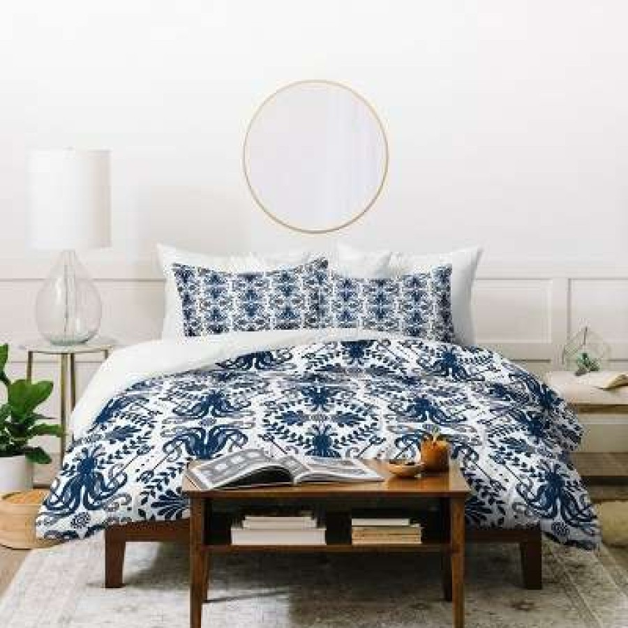 Duvet Cover Bedding Sets * | Hot Sale Heather Dutton Geometric Mythos Oceanic Duvet Set Deny Designs