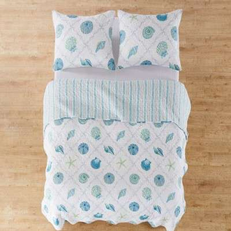 Quilt Bedding Sets * | Wholesale Marine Dream Seaglass Quilt Set One King Quilt And Two King Shams Levtex Home