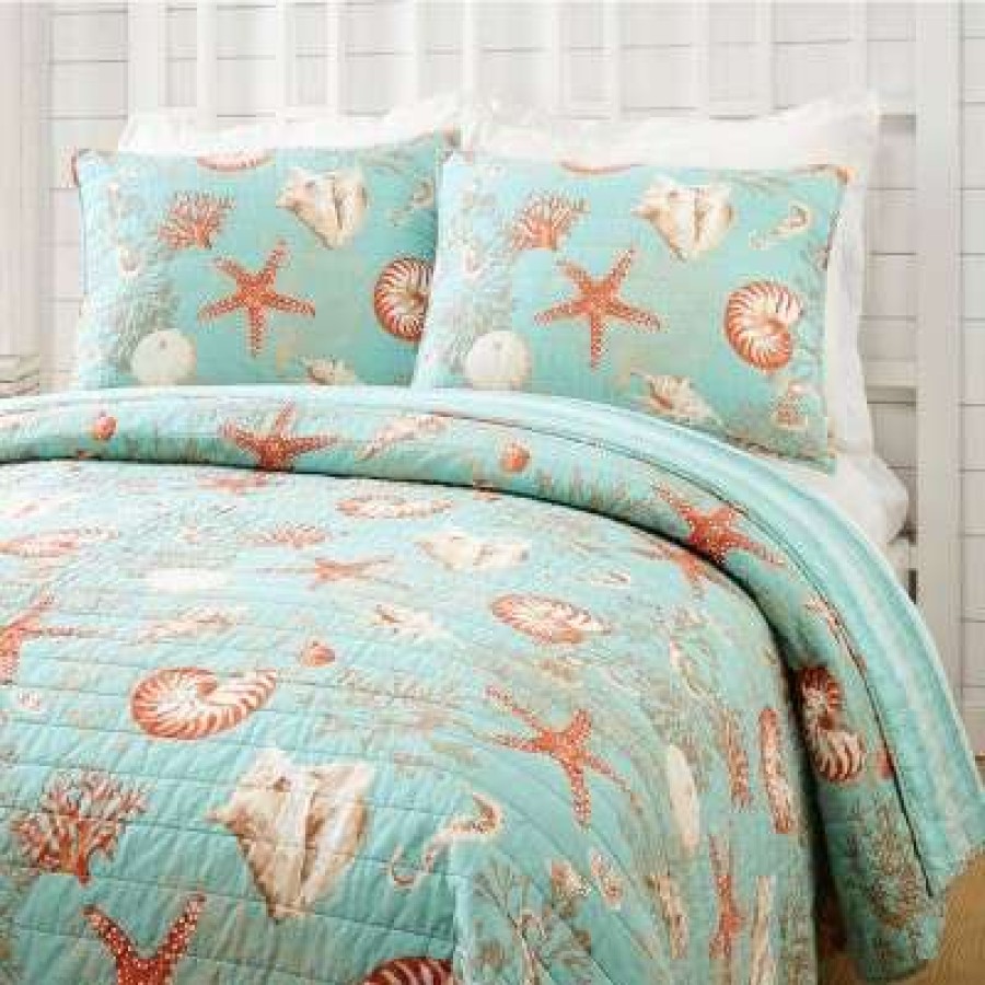 Quilt Bedding Sets * | Outlet Modern Heirloom Starfish And Shells Quilt Sets