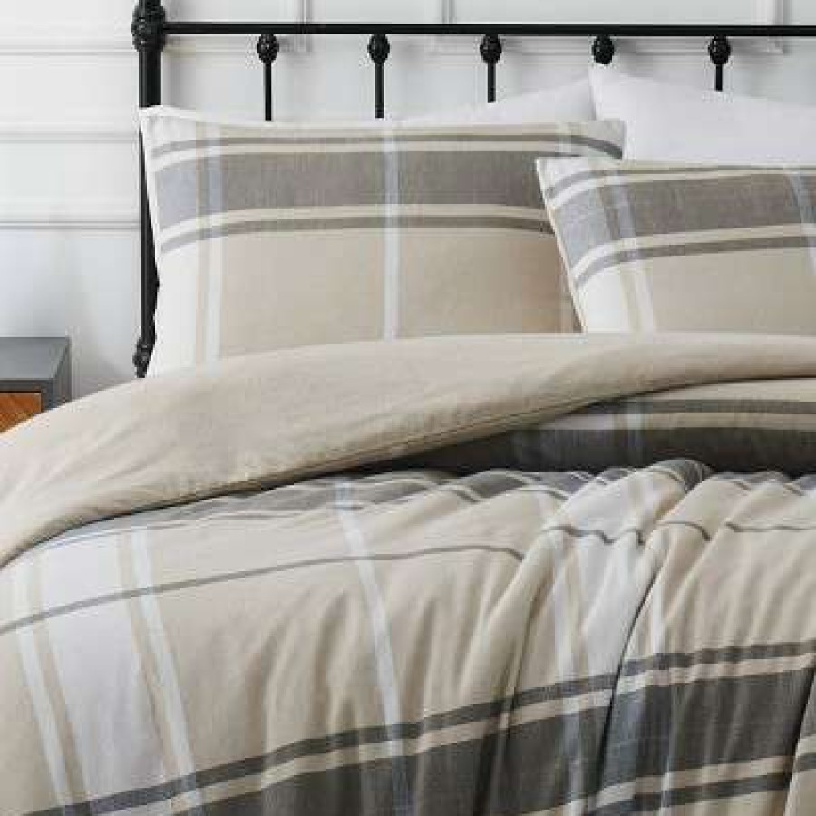 Comforter Bedding Sets * | Coupon Preston Plaid Flannel Comforter Set Truly Soft Khaki