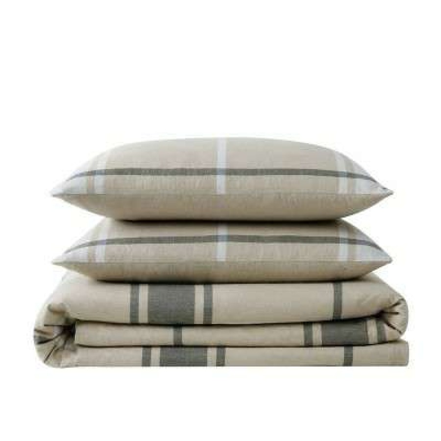 Comforter Bedding Sets * | Coupon Preston Plaid Flannel Comforter Set Truly Soft Khaki