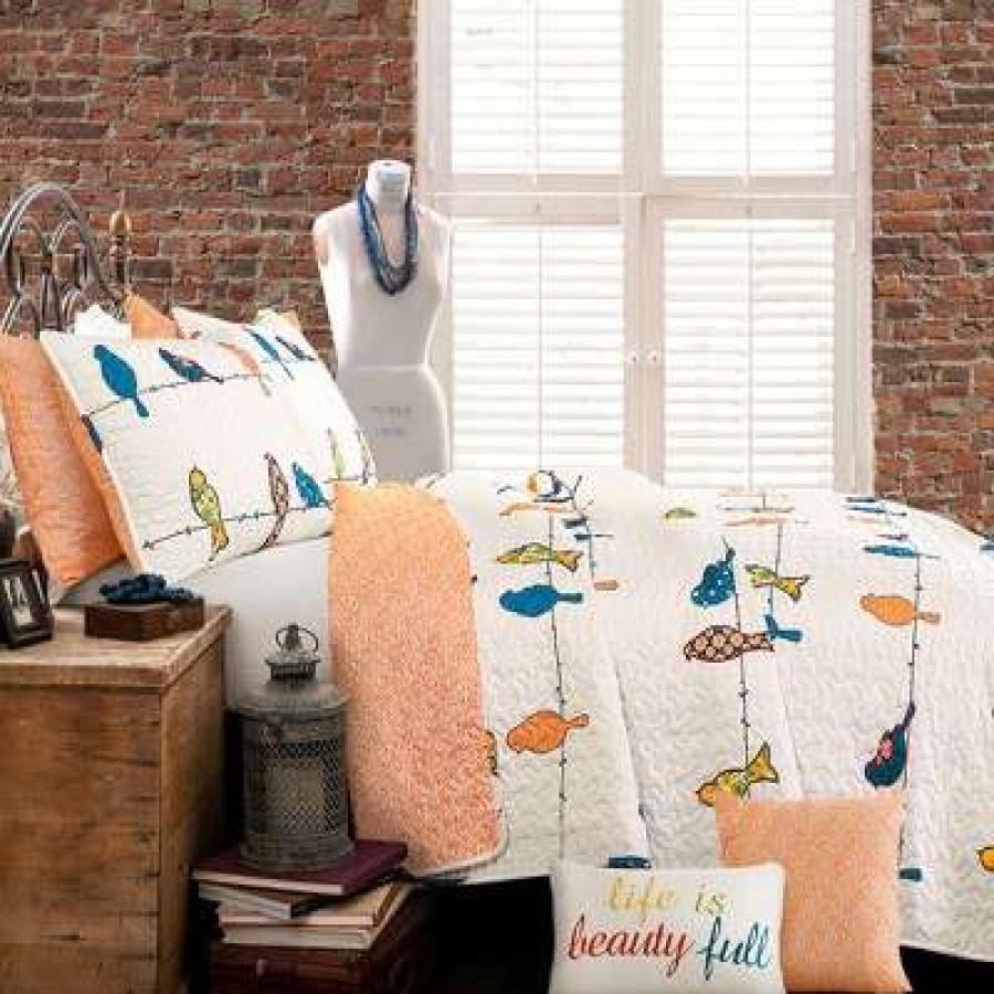 Quilt Bedding Sets * | Top 10 Lush Decor 7Pc Rowley Birds Quilt Set Lush Decor