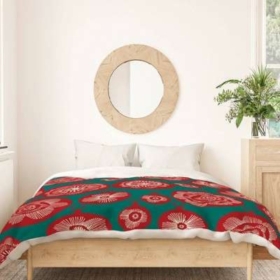 Duvet Cover Bedding Sets * | Coupon Gabriela Fuente Time 4 Christmas Duvet Cover & Sham Set Deny Designs Red