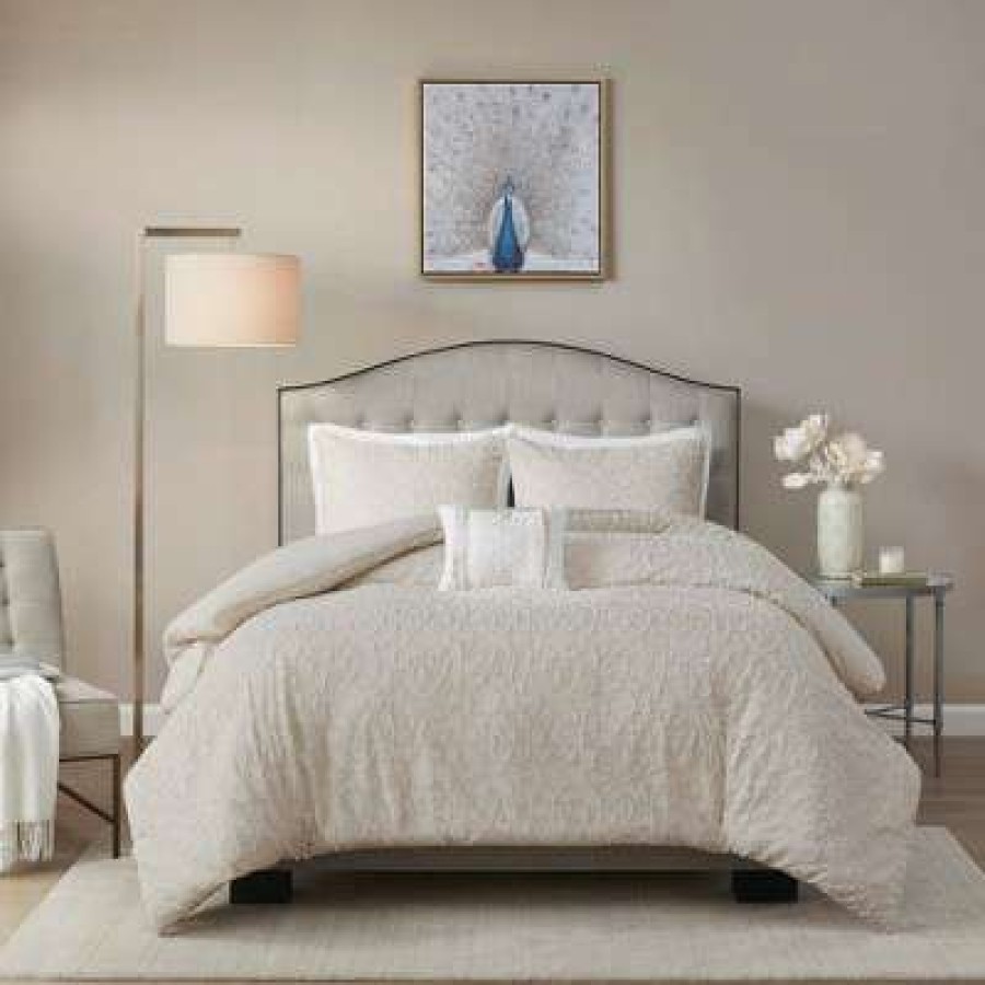 Comforter Bedding Sets * | Promo Madison Park Sophie 4 Piece Cotton Comforter Set Taupe