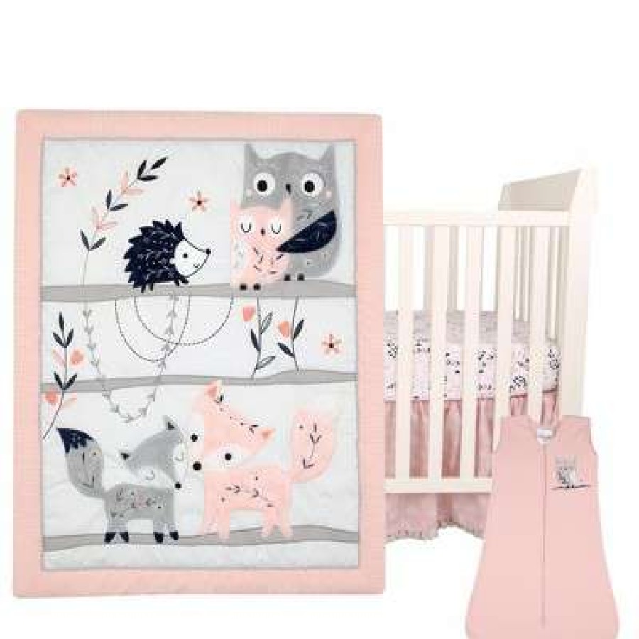 Quilt Bedding Sets * | Best Deal Lambs & Ivy Forever Friends 4-Piece Nursery Crib Baby Bedding Set Blue, Pink