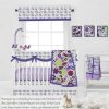 Comforter Bedding Sets * | Flash Sale Bacati Botanical Floral Birds Purple Multicolor 10 Pc Crib Bedding Set With Long Rail Guard Cover