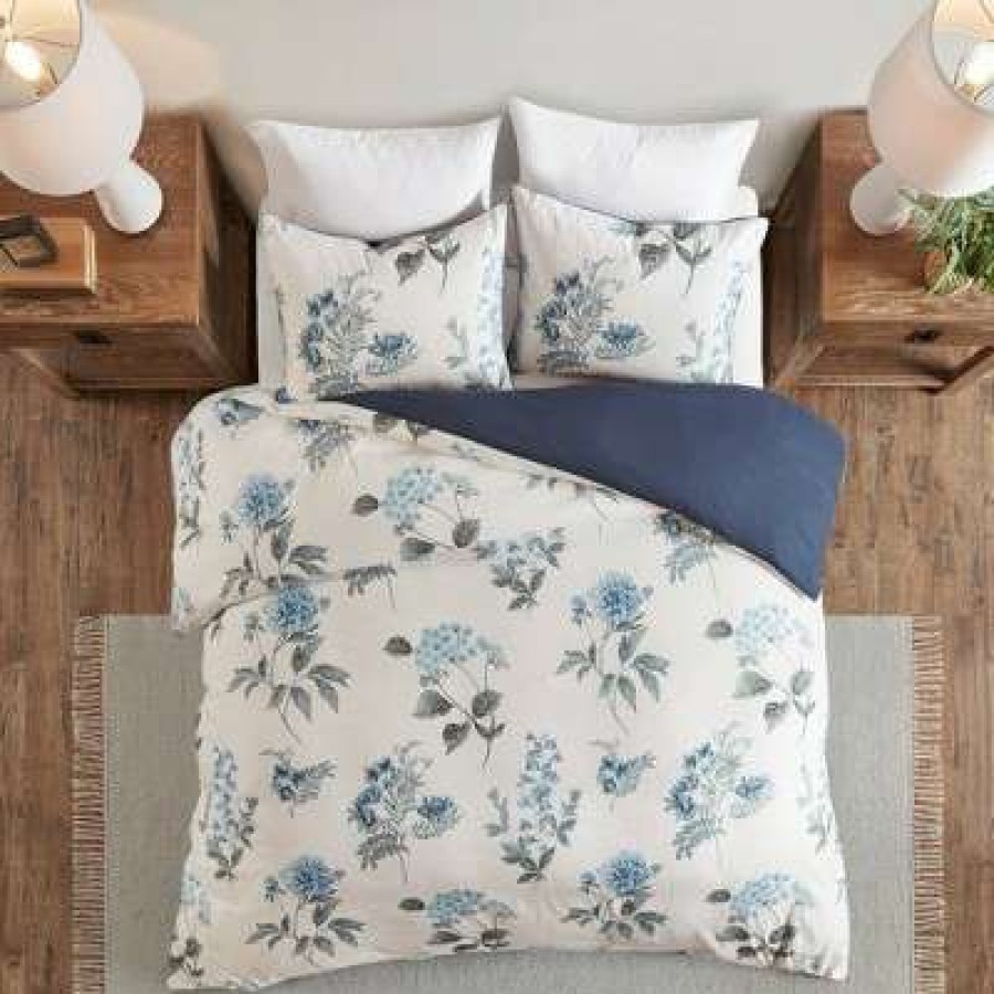 Duvet Cover Bedding Sets * | Best Pirce Madison Park Benita King/California King 3Pc Printed Seersucker Duvet Cover Set Blue